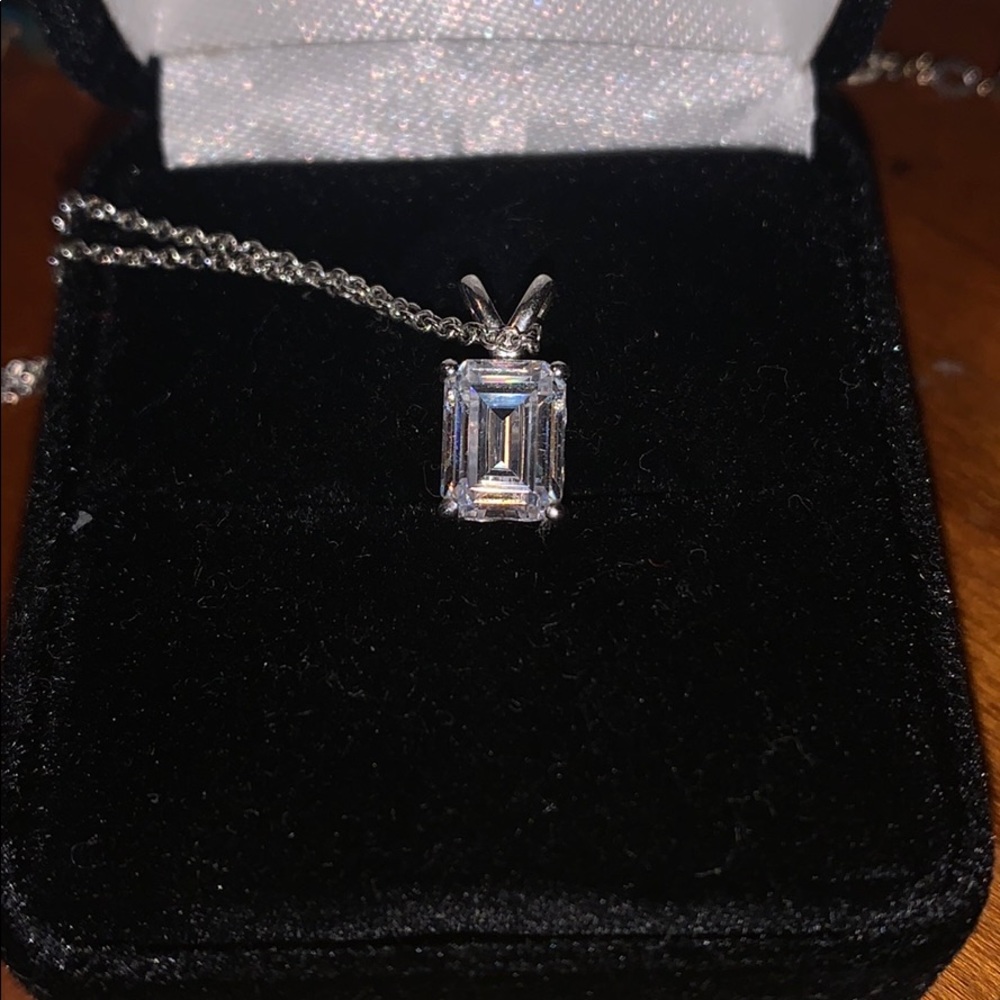 Emerald shaped cubic zirconia necklace